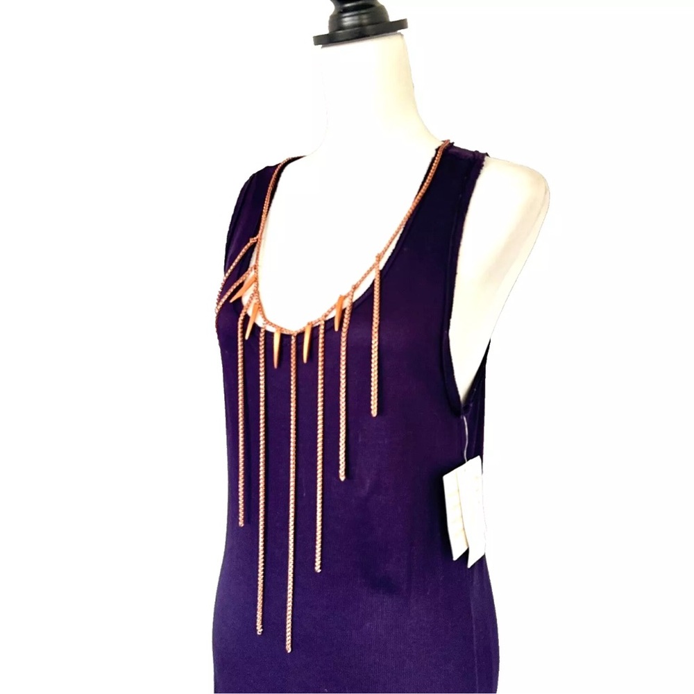 COPY - NWT Rachel Rachel Roy Jewel Neck Tank Dress Purple Tunic Top Size L Y2K
